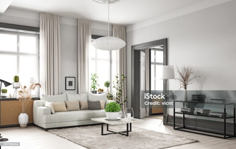 modern living interior design. 3d concept illustration