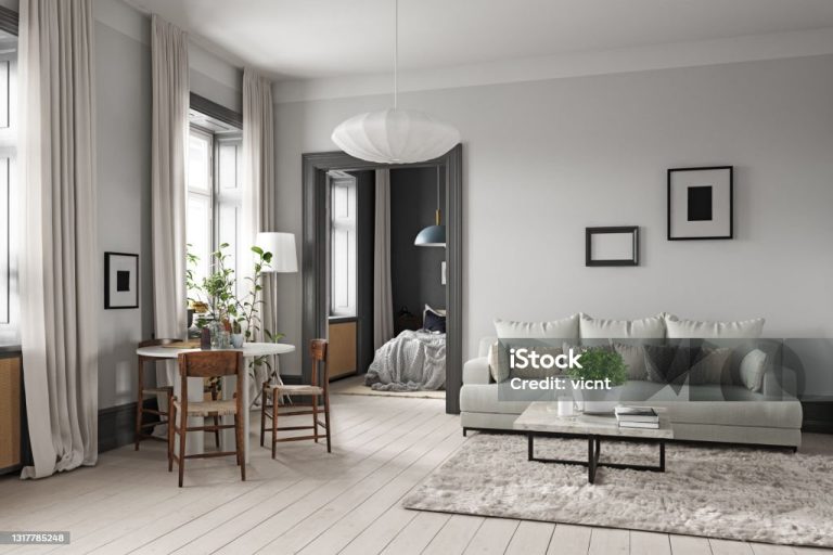 modern living interior design. 3d concept illustration