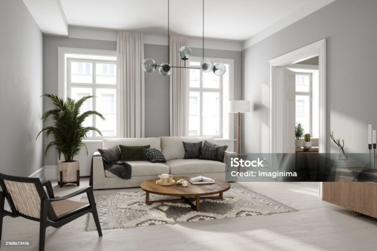 Scandinavian style living room interior.